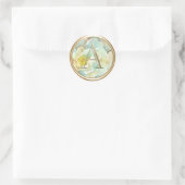 Sticker Rond TOUTES LES INITIATIVES Monogramme Or Aqua Peony (Sac)