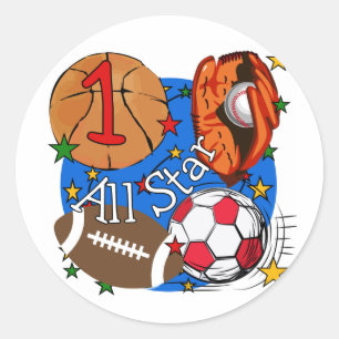 Sticker Rond Toutes les Star Sports 1er Anniversaire Tshirts et