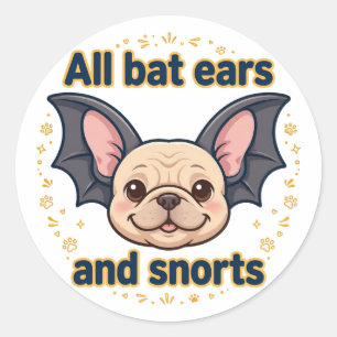Sticker Rond Toutes Oreilles de Chauve-Souris et Grognements