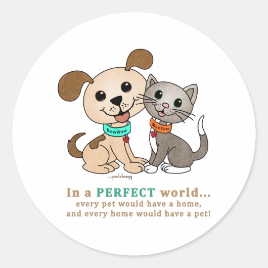 Sticker Rond Toutou et MeeYow (traitement Adoption-Humanitaire (Devant)