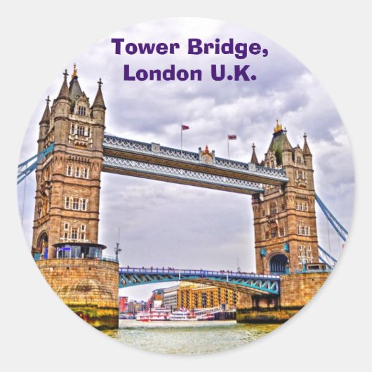 Sticker Rond Tower Bridge Londres, Angleterre Design d'art (Devant)