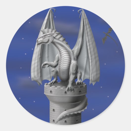 Sticker Rond Tower Guardian - Dragon d'argent (Devant)