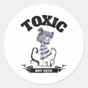 Sticker Rond Toxique, mais mignon Déplaisant drôle Halloween Gr