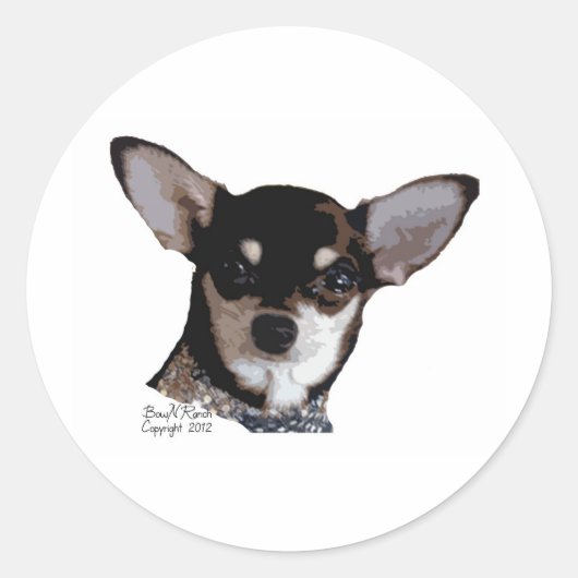 Sticker Rond Toy Chihuahua noir et tan (Devant)