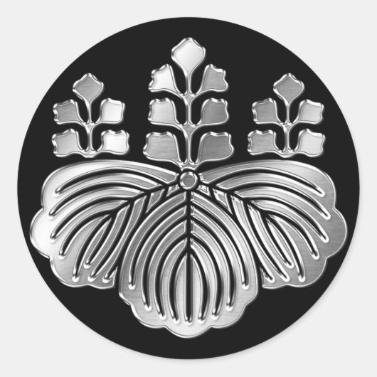 Sticker Rond Toyotomi Clan Kamon Argent Chrome (Devant)