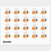 Sticker Rond Trace ou traitement Halloween Citrouille Chat Cute (Feuille)