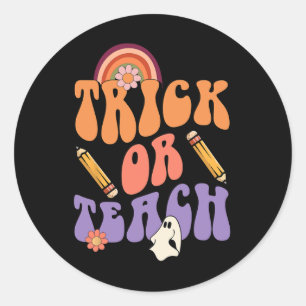 Sticker Rond Tracer Ou Enseigner Retro Automne Halloween Costum