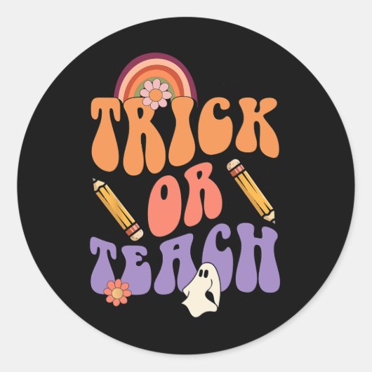 Sticker Rond Tracer Ou Enseigner Retro Automne Halloween Costum (Devant)