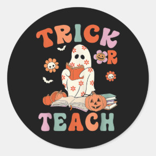 Sticker Rond Tracer Ou Enseigner Retro Super Fantôme Professeur