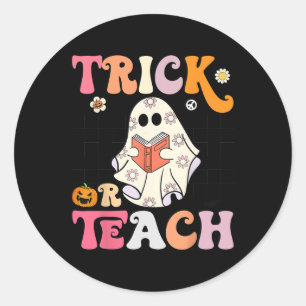 Sticker Rond Tracer ou enseigner Super Halloween Fantôme Floral