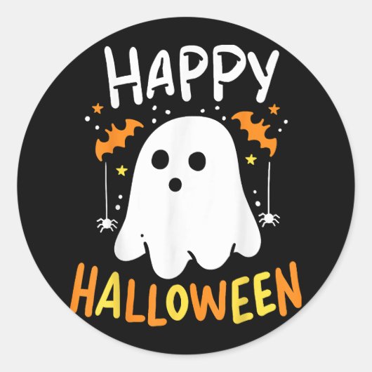 Sticker Rond Tracer Ou Traiter Le Fantôme D'Halloween (Devant)