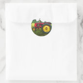 Sticker Rond Tracteur agricole rouge et jaune (Sac)