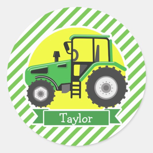 Sticker Rond Tracteur agricole vert avec jaune; vert et blanc (Devant)