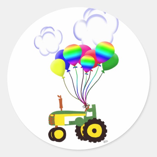 Sticker Rond Tracteur avec ballons (Devant)