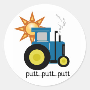 Sticker Rond Tracteur bleu de putt de putt