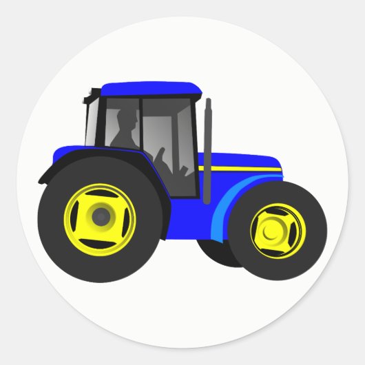 Sticker Rond Tracteur bleu illustré (Devant)