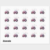 Sticker Rond Tracteur rose (Feuille)