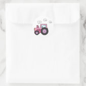 Sticker Rond Tracteur rose (Sac)