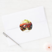 Sticker Rond Tracteur rouge vintage (Enveloppe)
