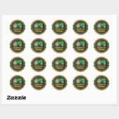 Sticker Rond Tracteur vert rustique Jaune Anniversaire Favorise (Feuille)