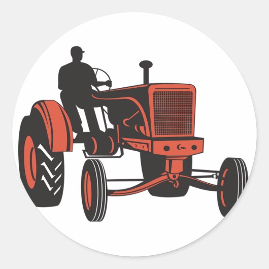 Sticker Rond Tracteur vintage (Devant)