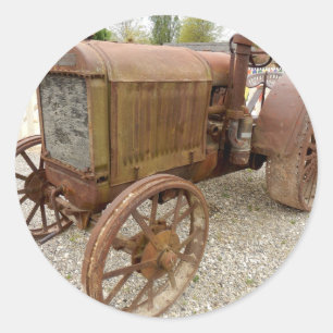 Sticker Rond Tracteur vintage rouillé