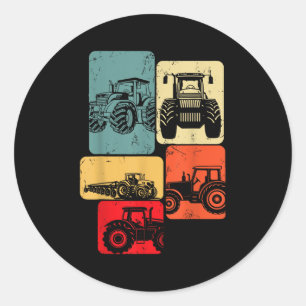 Sticker Rond Tracteurs Farm Kids Boys