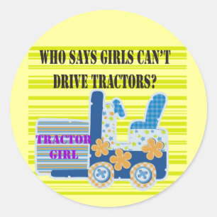 Sticker Rond Tractor Girl Tshirts et cadeaux