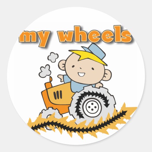 Sticker Rond Tractor My Wheels Tshirts et cadeaux (Devant)