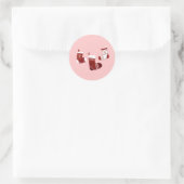 Sticker Rond Tradicional Noël mignon style rétro Stocking (Sac)