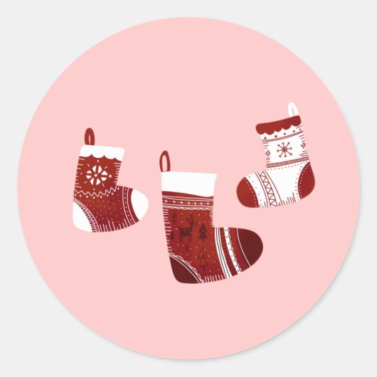 Sticker Rond Tradicional Noël mignon style rétro Stocking (Devant)