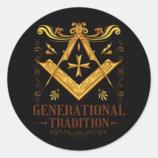 Sticker Rond Tradition générationnelle Carré et boussole (Devant)
