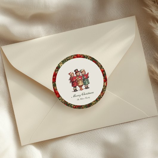 Sticker Rond Traditional Vintage Christmas