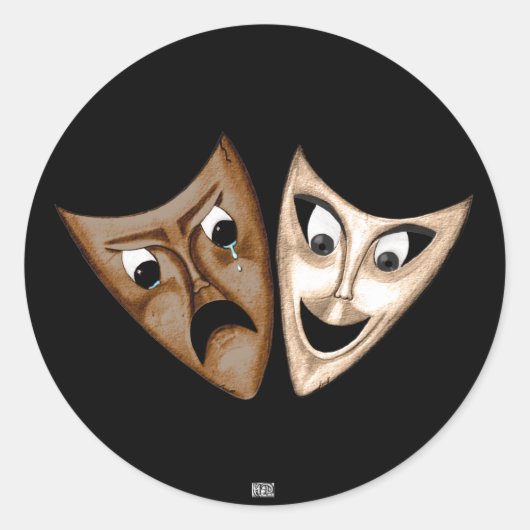 Sticker Rond Tragédie et comédie (Devant)