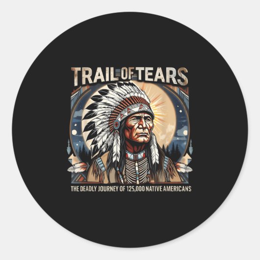 Sticker Rond Trail Of Tears Memorial Amérindien (Devant)