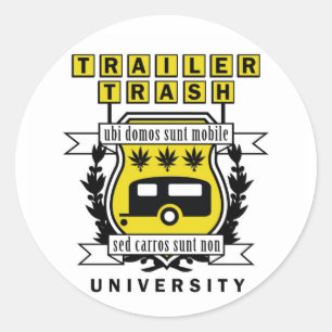 STICKER ROND TRAILER TRASH UNIVERSITY