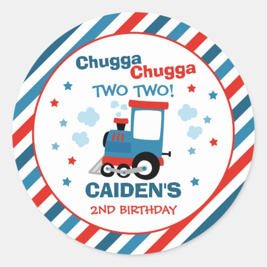 Sticker Rond Train Anniversaire Décor Chugga Chugga Deux Deux (Devant)