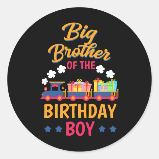 Sticker Rond Train Anniversaire Party Railroad Big Brother Of T (Devant)