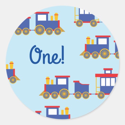 Sticker Rond Train Cute Choo-Choo 1er Anniversaire Thème (Devant)