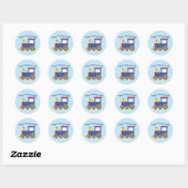 Sticker Rond Train Cute Choo-Choo 1er Anniversaire Thème (Feuille)
