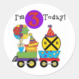 Sticker Rond Train d'anniversaire 3e Anniversaire Tshirts et ca