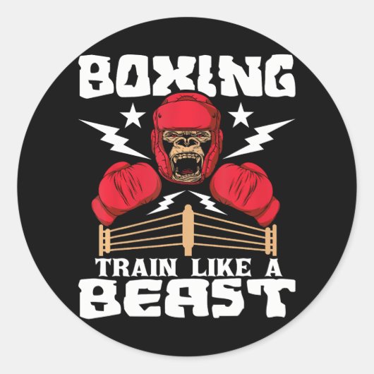 Sticker Rond Train De Boxe Comme Un Bête Kickboxing Kickboxer (Devant)