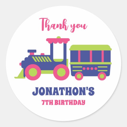 Sticker Rond Train de jouets pour enfants filles garçons fête d (Devant)