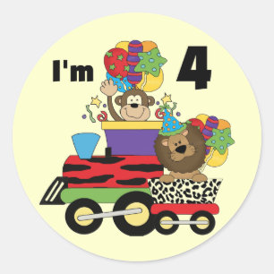 Sticker Rond Train de la Jungle 4ème Anniversaire Tshirts et ca