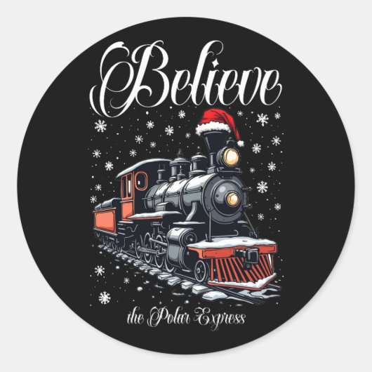 Sticker Rond Train de Noël Croyez vintage (Devant)