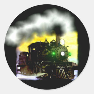 Sticker Rond Train de vapeur au crépuscule