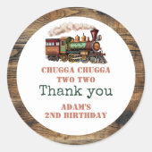 Sticker Rond Train Deuxième fête d'anniversaire Chugga Chugga D (Devant)