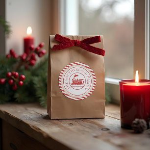 Sticker Rond Train d'Express du pôle Nord de Noël personnalisé