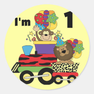Sticker Rond Train Jungle 1er Anniversaire T-shirts et cadeaux