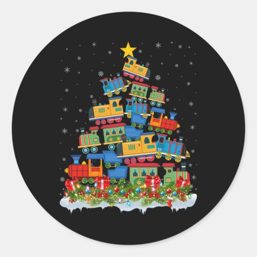 Sticker Rond Train Lover Xmas Tree Père Noël Train de Noël (Devant)